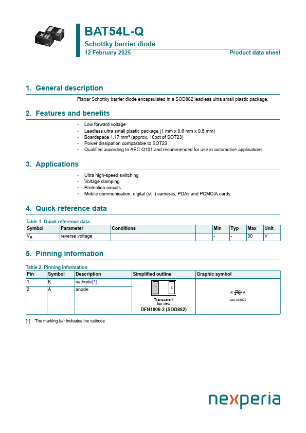 BAT54L-Q Datasheet Preview