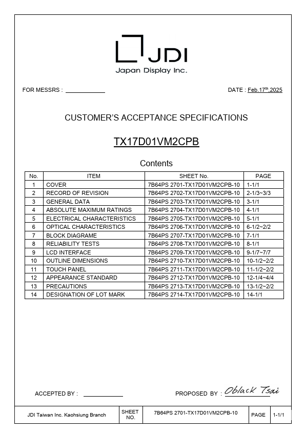 TX17D01VM2CPB Datasheet Preview
