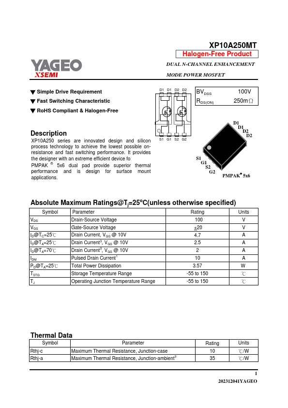 XP10A250MT Datasheet Preview