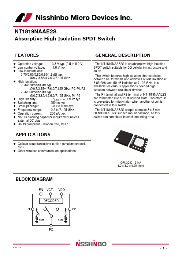 NT1819NAAE2S Datasheet Preview