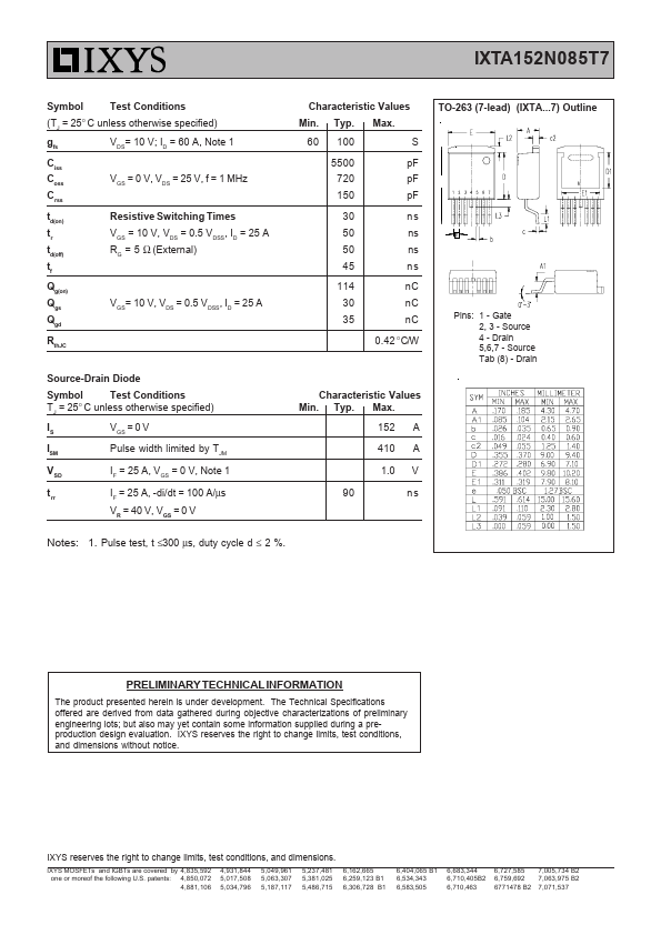 IXTA152N085T7