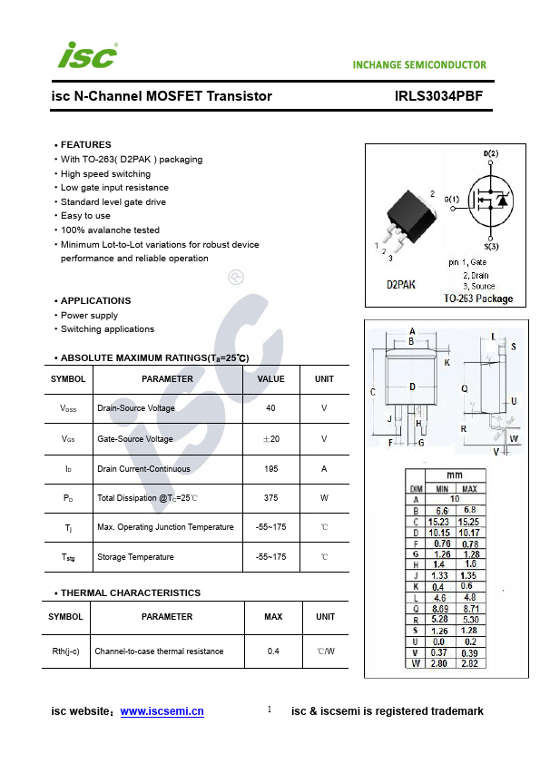 IRLS3034PBF