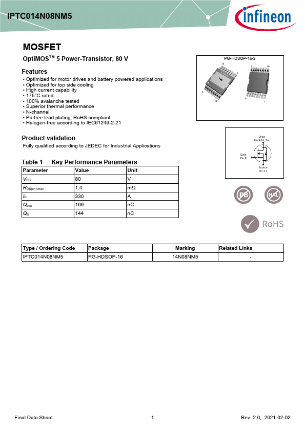 IPTC014N08NM5 Datasheet Preview