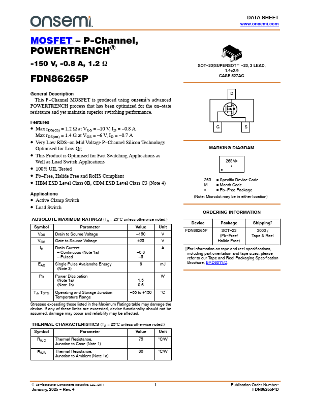 FDN86265P Datasheet Preview