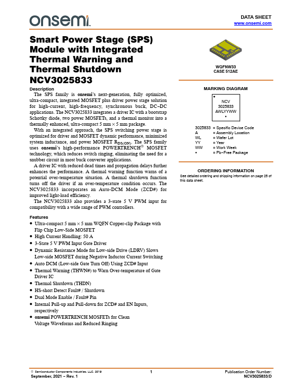 NCV3025833 Datasheet Preview