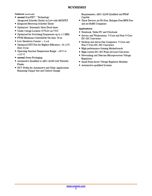 NCV3025833 Datasheet Preview