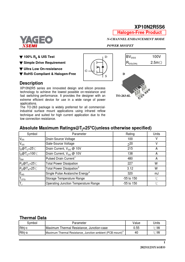 XP10N2R5S6 Datasheet Preview
