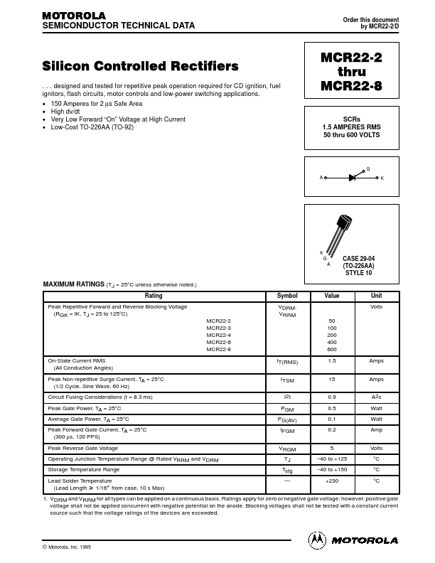 MCR22-6 Datasheet Preview
