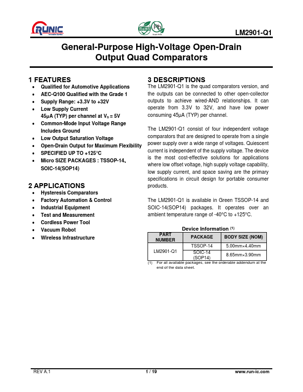 LM2901-Q1 Datasheet Preview