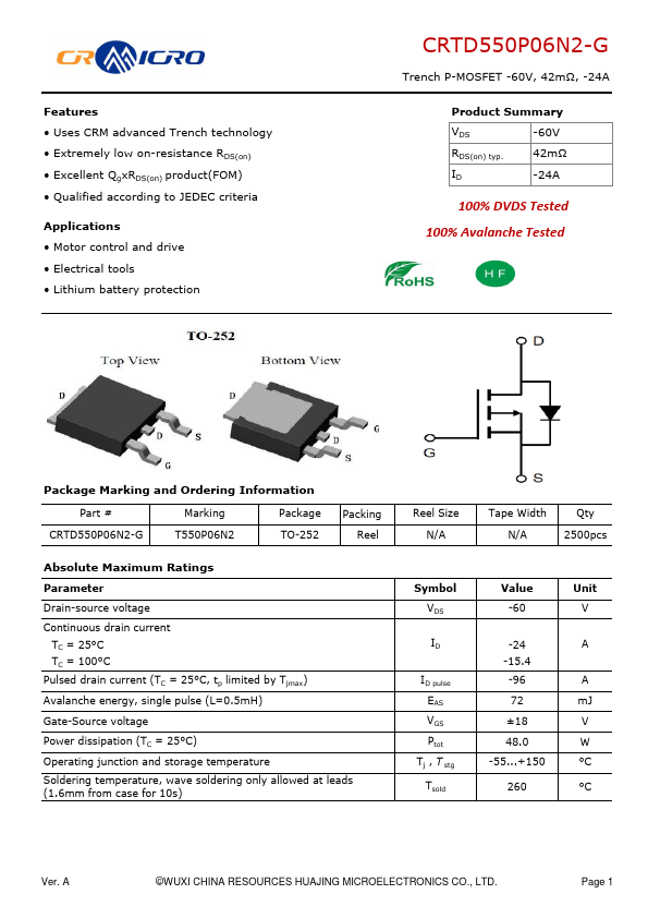 CRTD550P06N2-G Datasheet Preview