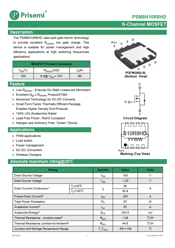 PSM8N10R8HD Datasheet Preview