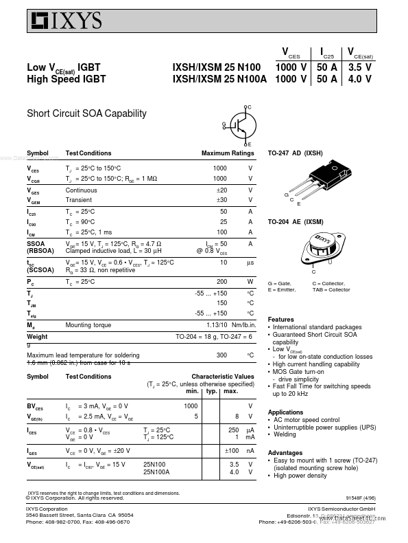 IXSM25N100A