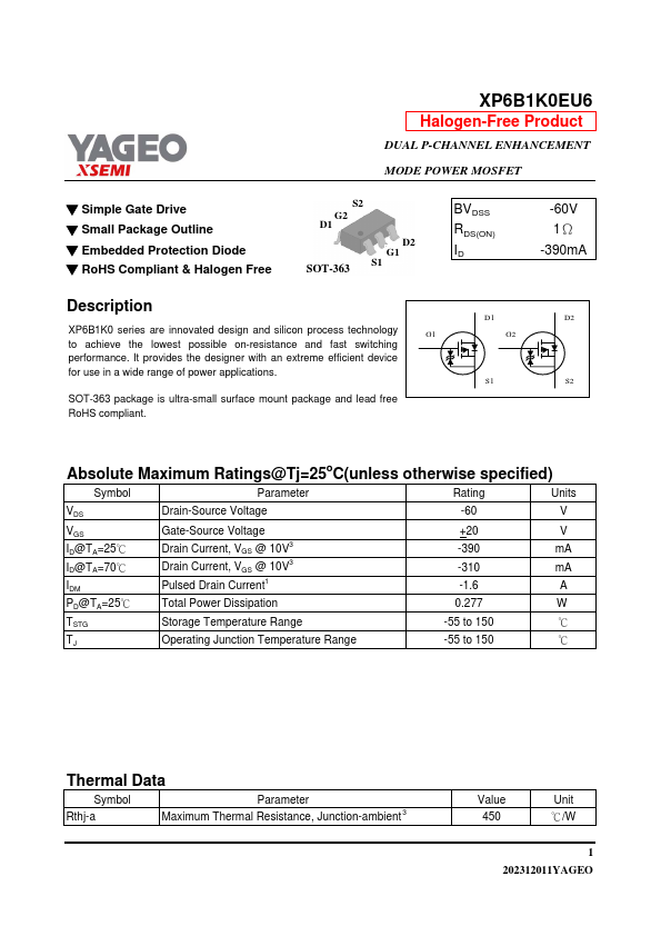 XP6B1K0EU6 Datasheet Preview