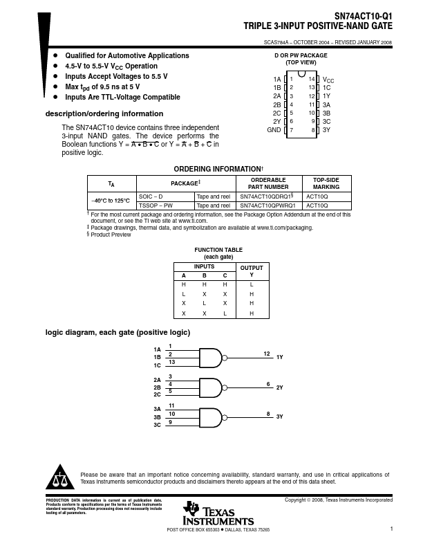 SN74ACT10-Q1