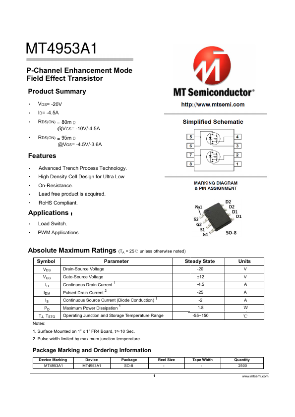 MT4953A1 Datasheet Preview