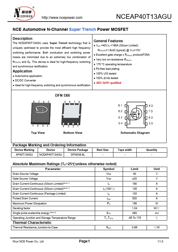 NCEAP40T13AGU Datasheet Preview