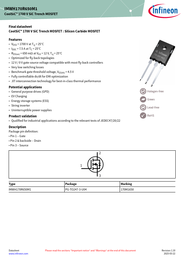 IMWH170R650M1 Datasheet Preview
