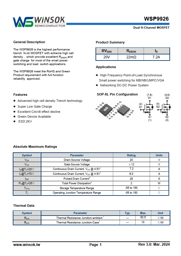 WSP9926 Datasheet Preview