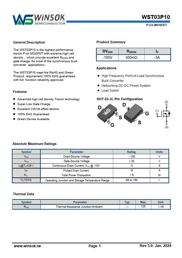 WST03P10 Datasheet Preview