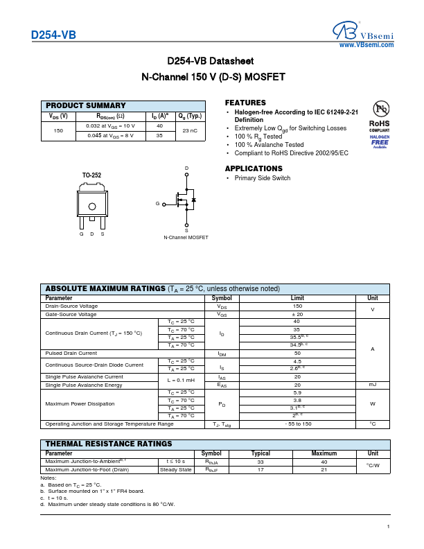 D254 Datasheet Preview