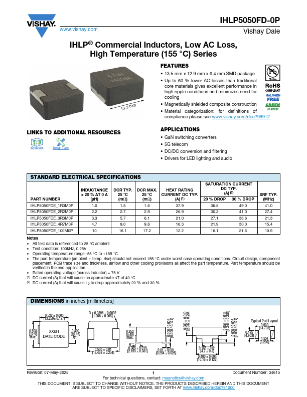 IHLP5050FD-0P Datasheet Preview
