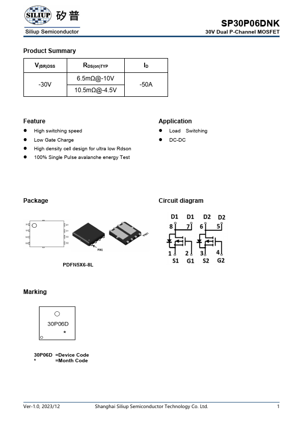 SP30P06DNK Datasheet Preview