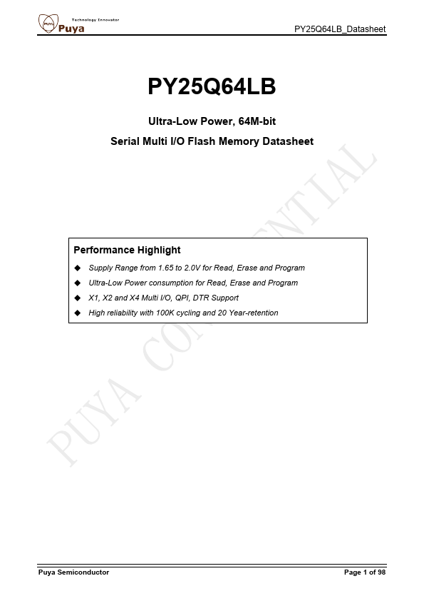PY25Q64LB datasheet page 1 preview