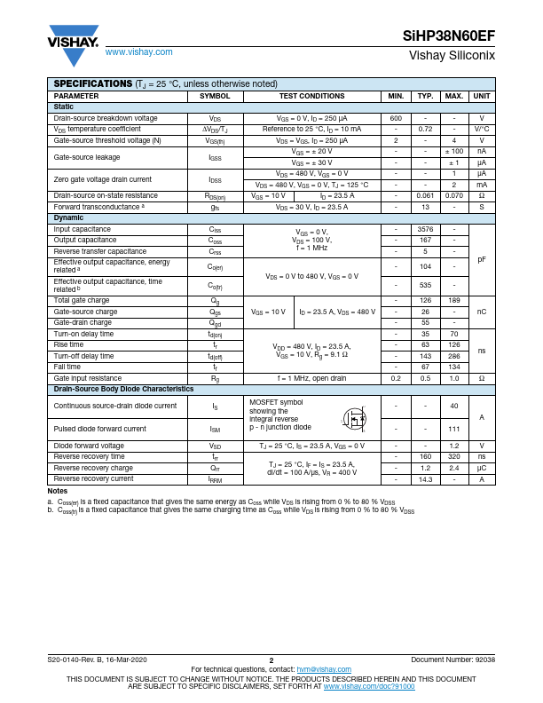 SiHP38N60EF