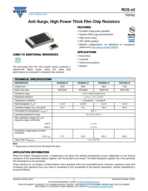 RCS0805e3 Datasheet Preview