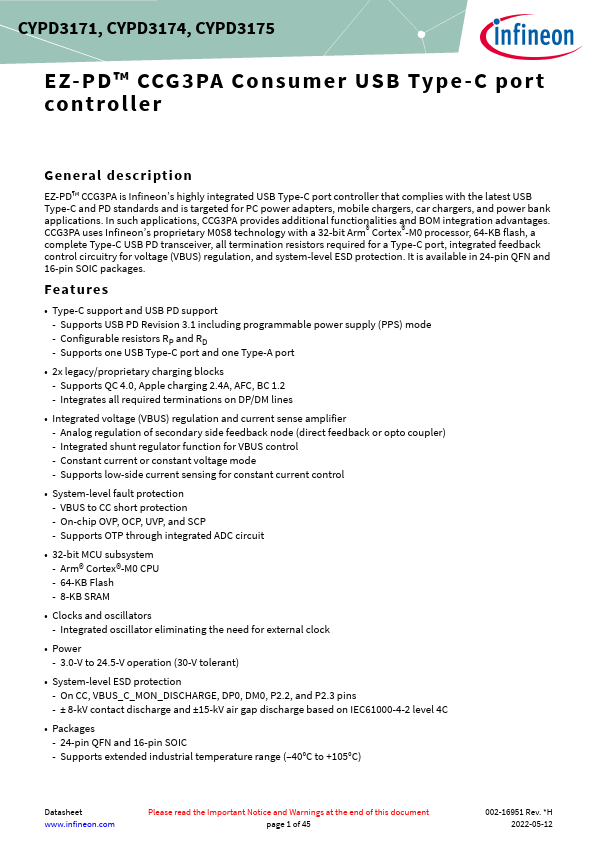 CYPD3175 Datasheet Preview