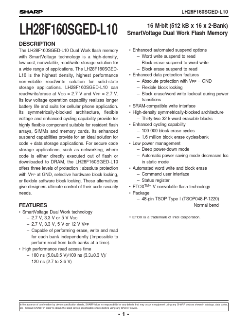 LH28F160SGED-L10