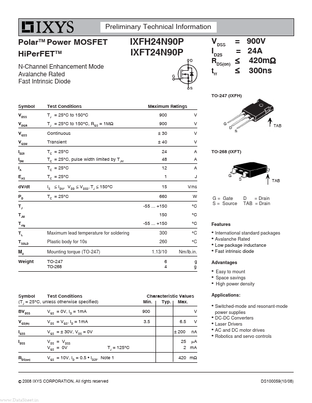 IXFH24N90P