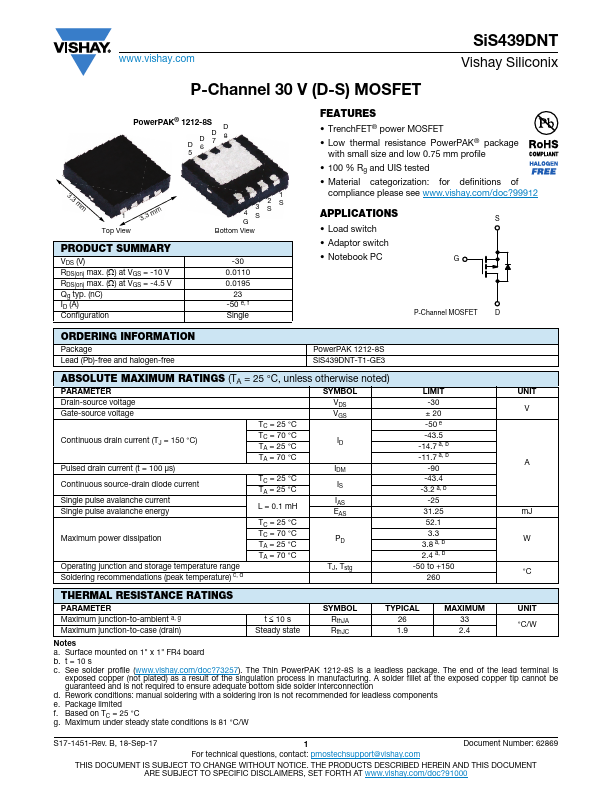 SiS439DNT Datasheet Preview