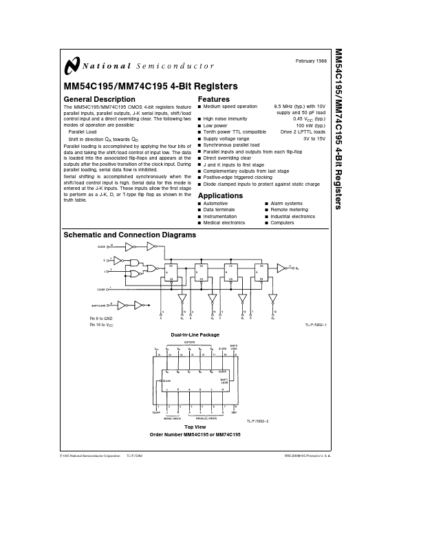 MM54C195 Datasheet Preview