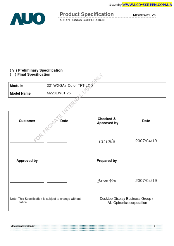 M220EW01-V5