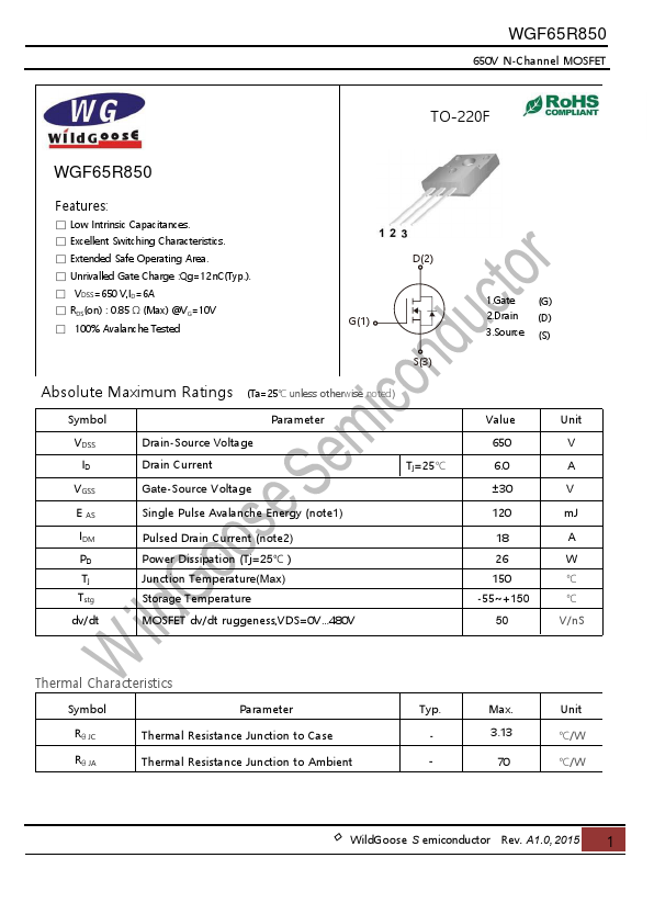 WGF65R850 Datasheet Preview