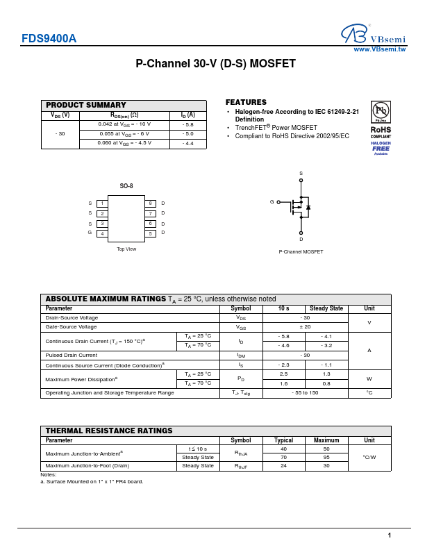FDS9400A Datasheet Preview
