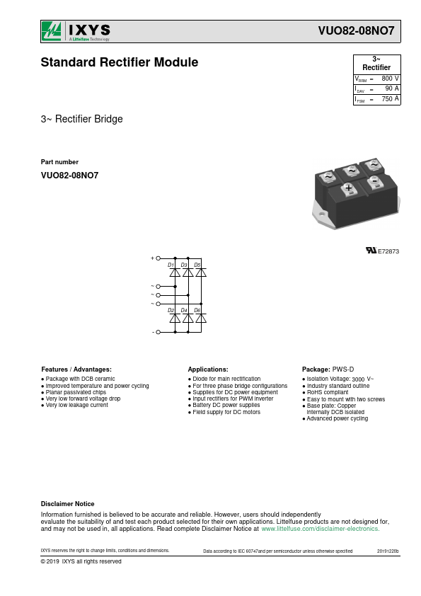 VUO82-08NO7 Datasheet Preview