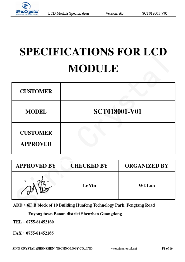 SCT018001-V01 Datasheet Preview