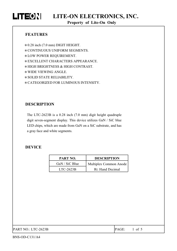 LTC-2623B Datasheet Preview