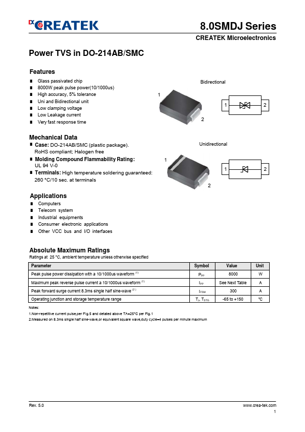 8.0SMDJ60CA Datasheet Preview