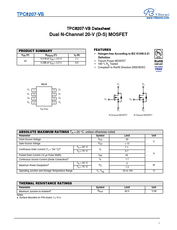 TPC8207 Datasheet Preview