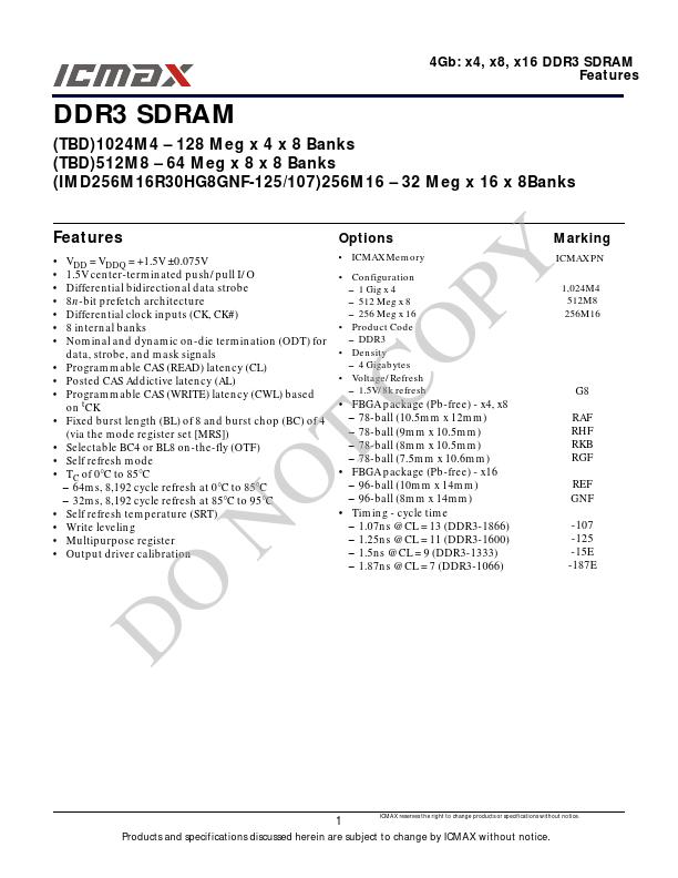 IMD256M16R30HG8GNF-107 Datasheet Preview