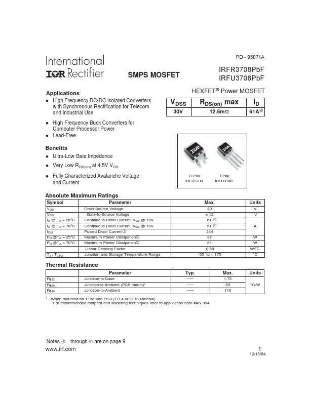 IRFR3708PBF