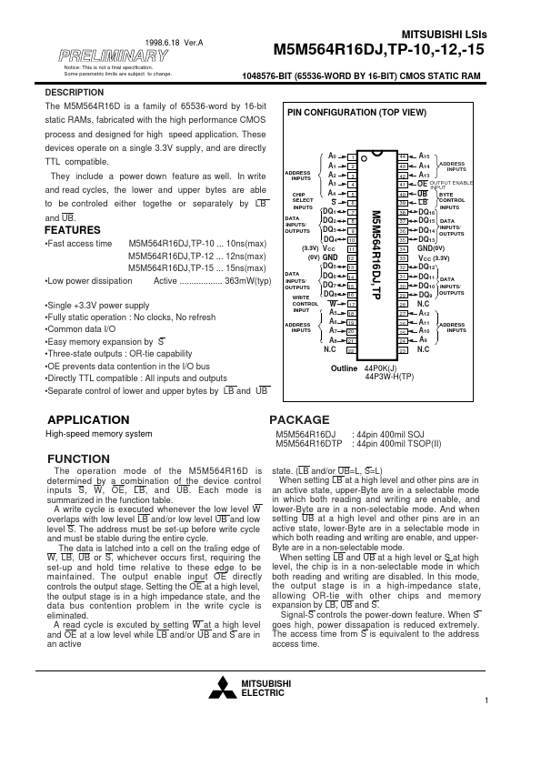 M5M564R16DTP-12