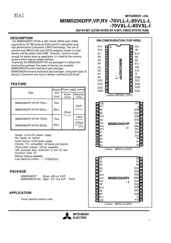 M5M5256DVP-85VXL-I