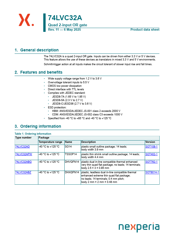 74LVC32APQ Datasheet Preview