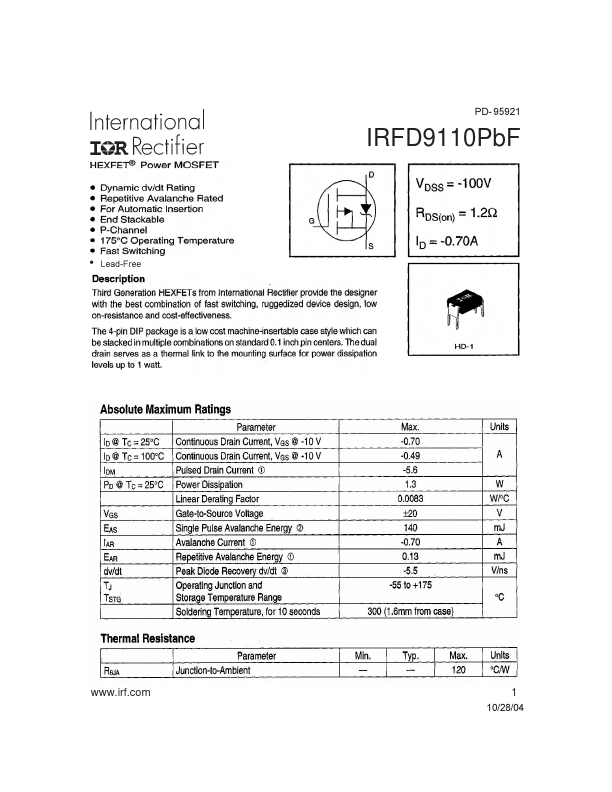 IRFD9110PbF