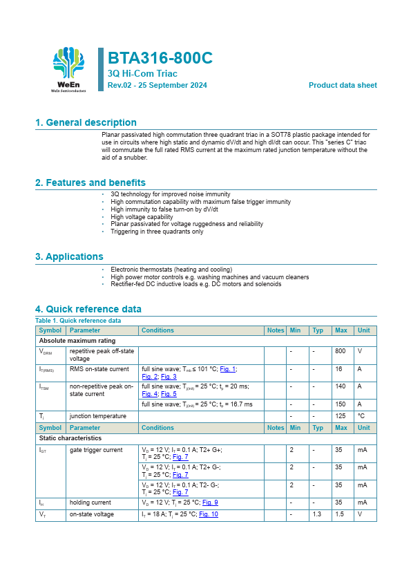 BTA316-800C Datasheet Preview