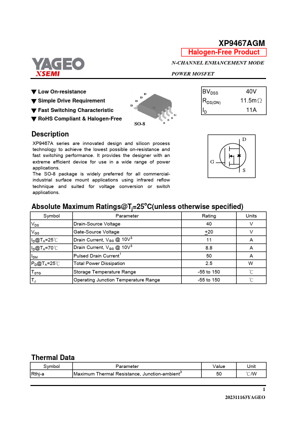 XP9467AGM Datasheet Preview